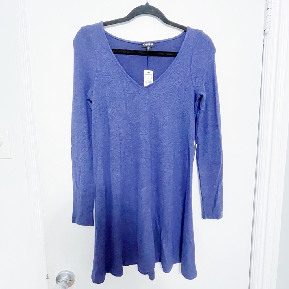 Express Blue Long Sleeve Dress